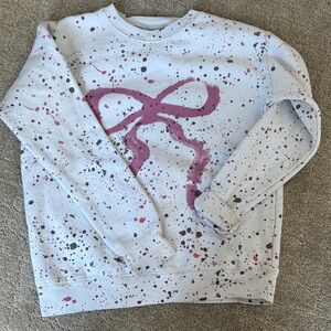 Kids Vintage Havana Size M - 10/12 Sweatshirt with Pink Bow Splatter